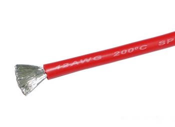 Провод силовой в силиконовой оболочке 12AWG красный (10см) - WORLD-HOBBIES