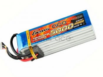 AE Gens Ace Li-Po battery 22.2V 5000 mAh 6S1P 45C T-Plug Soft Case-World-Hobbies
