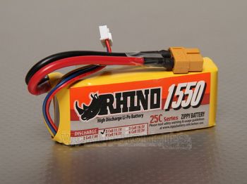 Аккумулятор Rhino 1550mAh 3S 25C Lipoly Pack - WORLD-HOBBIES